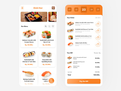 Oishi Hut app app design app ui design food hut meal mobile mobile ui oishi orange queue restaurant service app ui ui design ux ux design