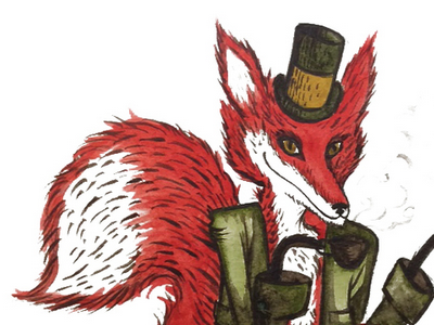 Mr. Fox at Afternoon Tea animal fairytale fox illustration storybook water color