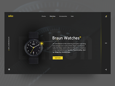 Braun Watches UI Dark Concept braun dark details layout modern product ui ux watches website