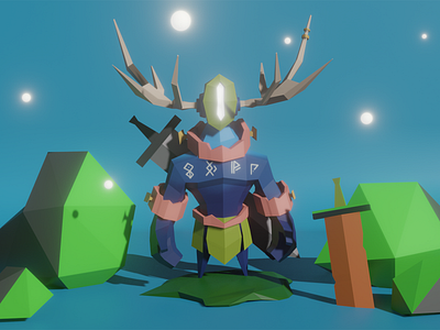 Low poly Forest warrior