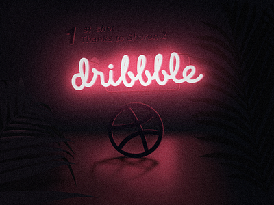 hello dribbble! dribbble first first shot light neon light plant 插图