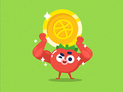 Super Tomato! coins cute dribbble illustration lifting muscle patterns tomato