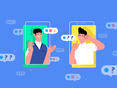 Q&A answer bubble chat cute design geometric icon illustration learning manabie phone question student study teacher