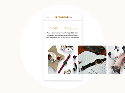 Timeless watches - instagram carousel e commerce fashion gold mobile nude time timeless ui ux watch watches web