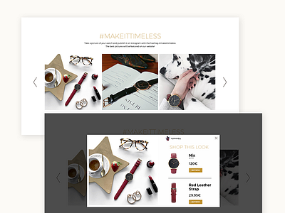 Timeless watches - instagram carousel and pop up e commerce fashion gold mobile nude time timeless ui ux watch watches web