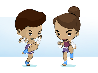 Tiny Thais characters chibi cute design martial arts muay thai