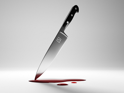 Knife 3d blood halloween knife render