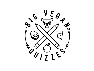 Big Vegan Quizzes apple avocado beer black and white line logo pencil quizz simple trophy vegan
