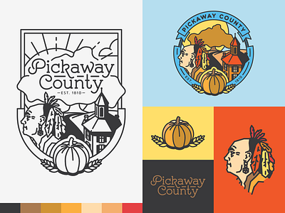 Pickaway County Badge Illustration badge brand brand identity brand illustration branding design illustration logo ohio pickaway pumpkin pumpkin show ropple slogan wanted swgs vector