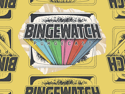 Bingewatch Purgecast Logo 3d binge branding comic book comics design illustration lettering logo podcast retro tv typography
