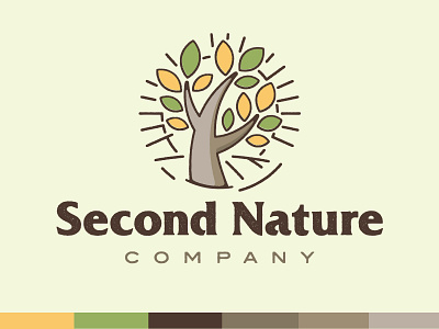 Second Nature Company brand identity branding design illustration logo mark nature tree vector