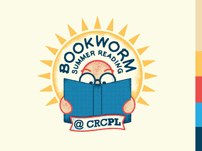 Bookworm Summer Reading badge books graphic design illustration illustrator library read summer sun vector