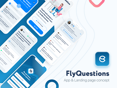 FlyQuestions App & Landing page concept app branding colors design dribbble gradients icon logo ui ux
