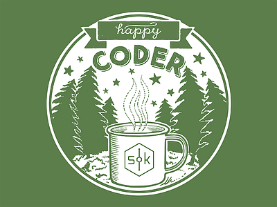 "Happy Coder" T-shirt for Stable|Kernel camping coder monotone tshirt