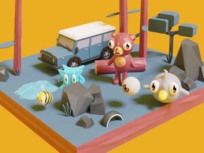Low poly illustration 2 3d art characters illustration lowpoly