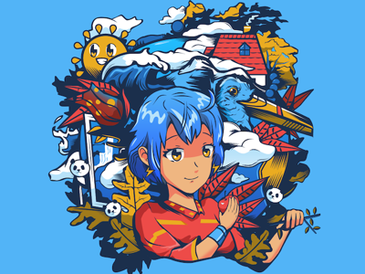 Blue Hair Character Illustration