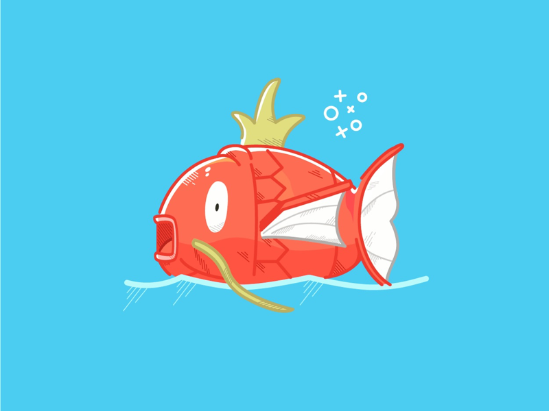 Magikarp Illustration illustration design graphics vectorart vector lineart lines details fun fish pokemon magikarp