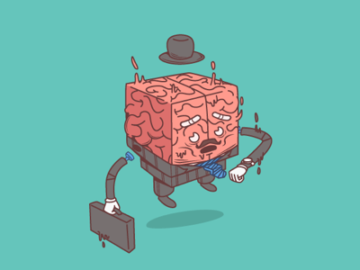 Brain Character art brain character design fun graphics office suit suitcase vector vectorart