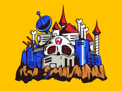 A vector I made of Dr. Wily’s castle. graphic art graphics illustration vector