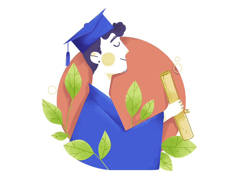 Out of college adult college curriculum digital illustration plants