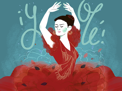 Flamenco dance flamenco illustration lettering music olé ps roses spain texture