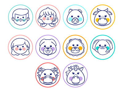 Icons for kids app animals colorscheme icons illustrations kids app