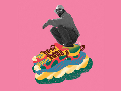Chunky abstract character chunky collage colors digital art illustration mix media shapes shoes sneakers textures