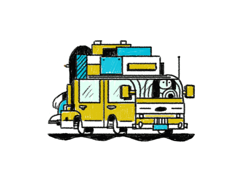 Mudanza 2d animation camioneta car characters gif illustration moving truck van