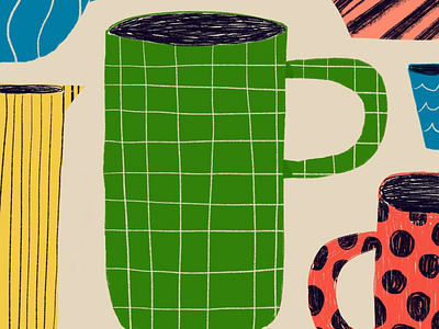 Coffee & Tea Cups ceramics coffee cups illustration patterns tea textures