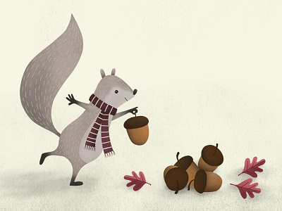 Autumn Squirrel autumn character creature digital painting illustration squirrel texture
