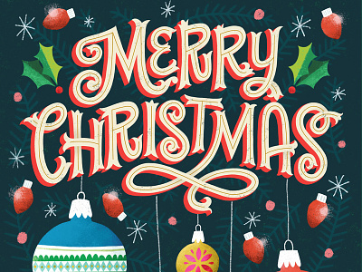 Merry Christmas christmas hand lettering illustration lettering procreate app retro typography