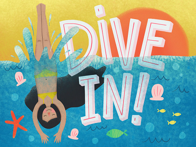 Dive In digital dive letting ocean sea typography