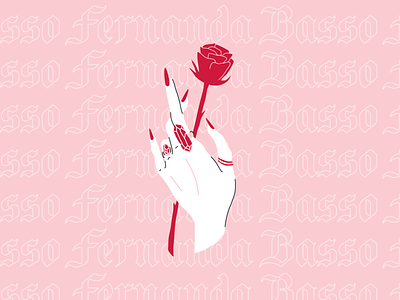 Fernanda Basso Visual Identity flower hand illustration pink red rose typography visual identity