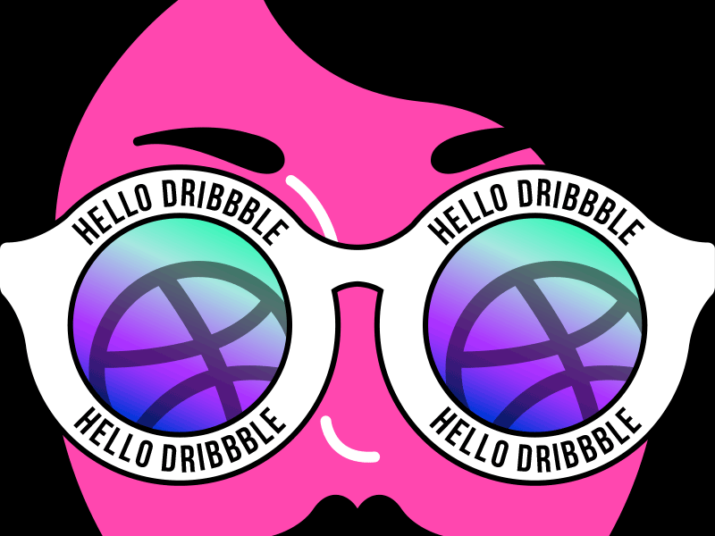Hello, Dribbble! black debut fashion gif hello illustration pink sunglasses