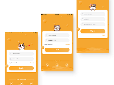 Cat kitchen-Log in app colorful design illustration login product signup ui