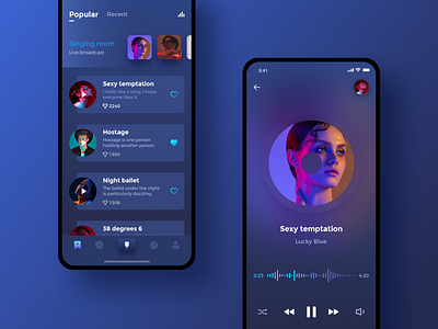 Dark karaoke app dark design product ui