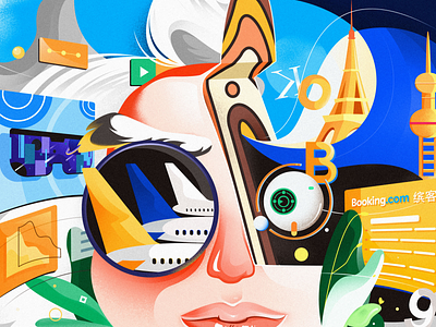 Predict 2020 big colorful data design face girl illustration logo plane portrait predict product travel ui