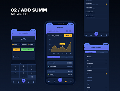 my wallet add to cart dark mode design mobile app mobile app design schedule ux