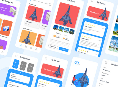 Franch - Travel Service Mobile App demo hotel layout login template wireframe