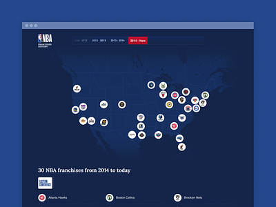 NBA Franchises History basketball graphic design map nba prototype ui ux web