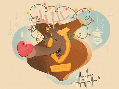 Happy Holidays ! 2014 decortion deer happy holidays illustration new rudolph vector vintage xmas year