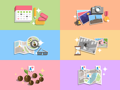 Topic icons colours cute flat icons illustration vector