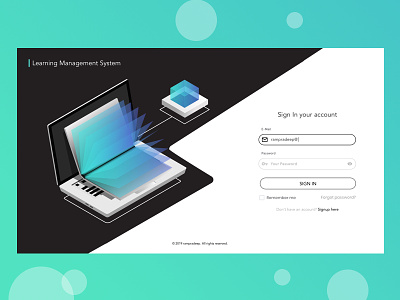 Login Page black white black theme flat design learning learning app learning management system login login design login page sign in sign in page