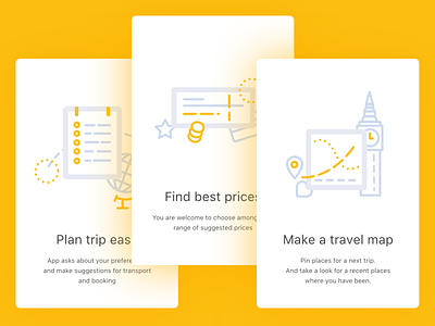 Onboarding app cards icons illustrations ios onboarding travel ui