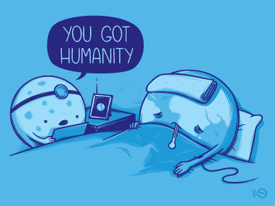 Humanity blue clever cute earth fun gebe humanity humor illustration joke