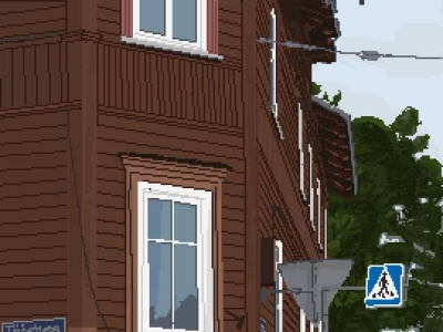 Wooden Tallinn building house pixel pixel art street tallinn