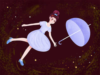 The dream of chasing an umbrella illustration 插画