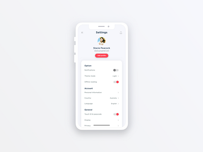 User Profile Settings app design application ui clean dailyui dailyuichallenge minimal settings ui shots sketchapp ui ui ux user experience user interface user interface design user profile