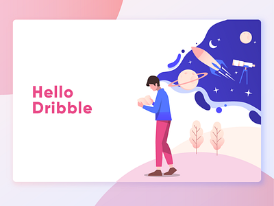 Hello Dribble abstract color dream dribbble first first design firstshot follow me illistration shot vector