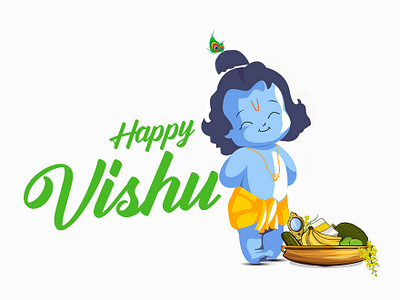 Happy Vishu adobeillustator art art board blue clean design dribble festival green happy illustration india minimal minimal art muzli shots vector vector artwork vishu